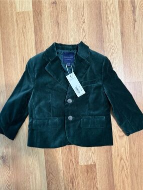 Janie and Jack Green Velvet Boys' Blazer